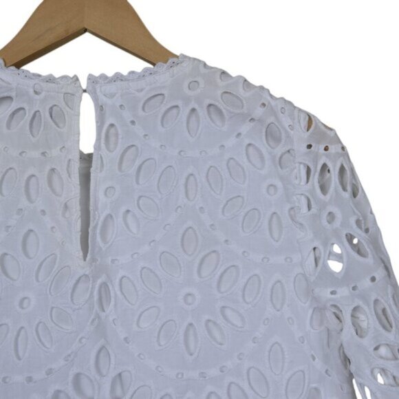 Ann Taylor Scallop Eyelet Shift Dress White Size 6 - Picture 10 of 14